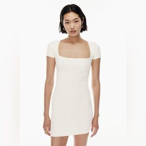 Aritzia Babaton Emerge Mini Dress White Birch Cream Ribbed Bodycon